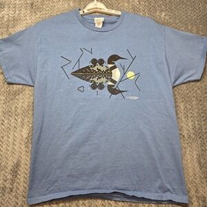 Liberty Graphics Loon Bird T-Shirt Men's Large Blue Made In USA